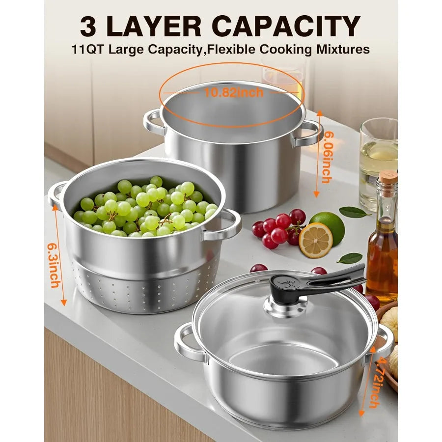 MDNG Stainless Steel Steam Juicer Extractor With Tempered Glass Lid