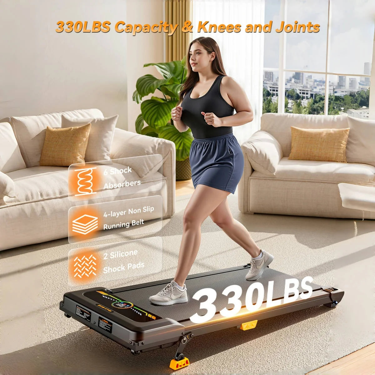 NONEDriving Portable Incline Walking Pad Under Desk Treadmill LED Display