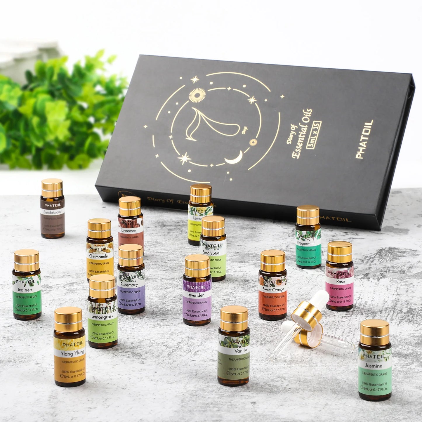 Phatoil 15pc Essential Oils Set Pure Plant Aromas Diffuser Blend