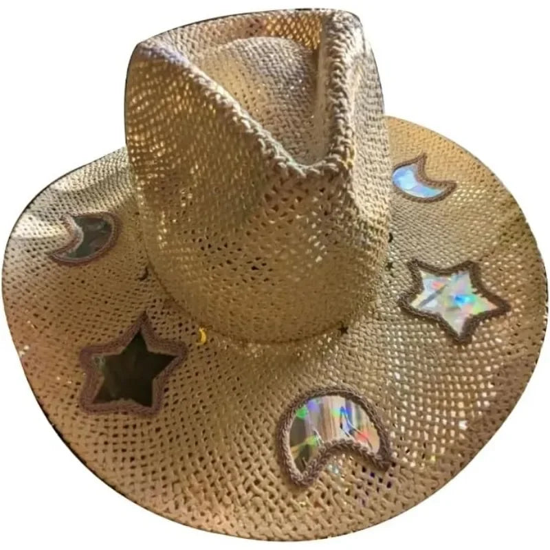 Cowgirl Straw Prism Hat Handwoven Shapeable Brim Sun Hat Women