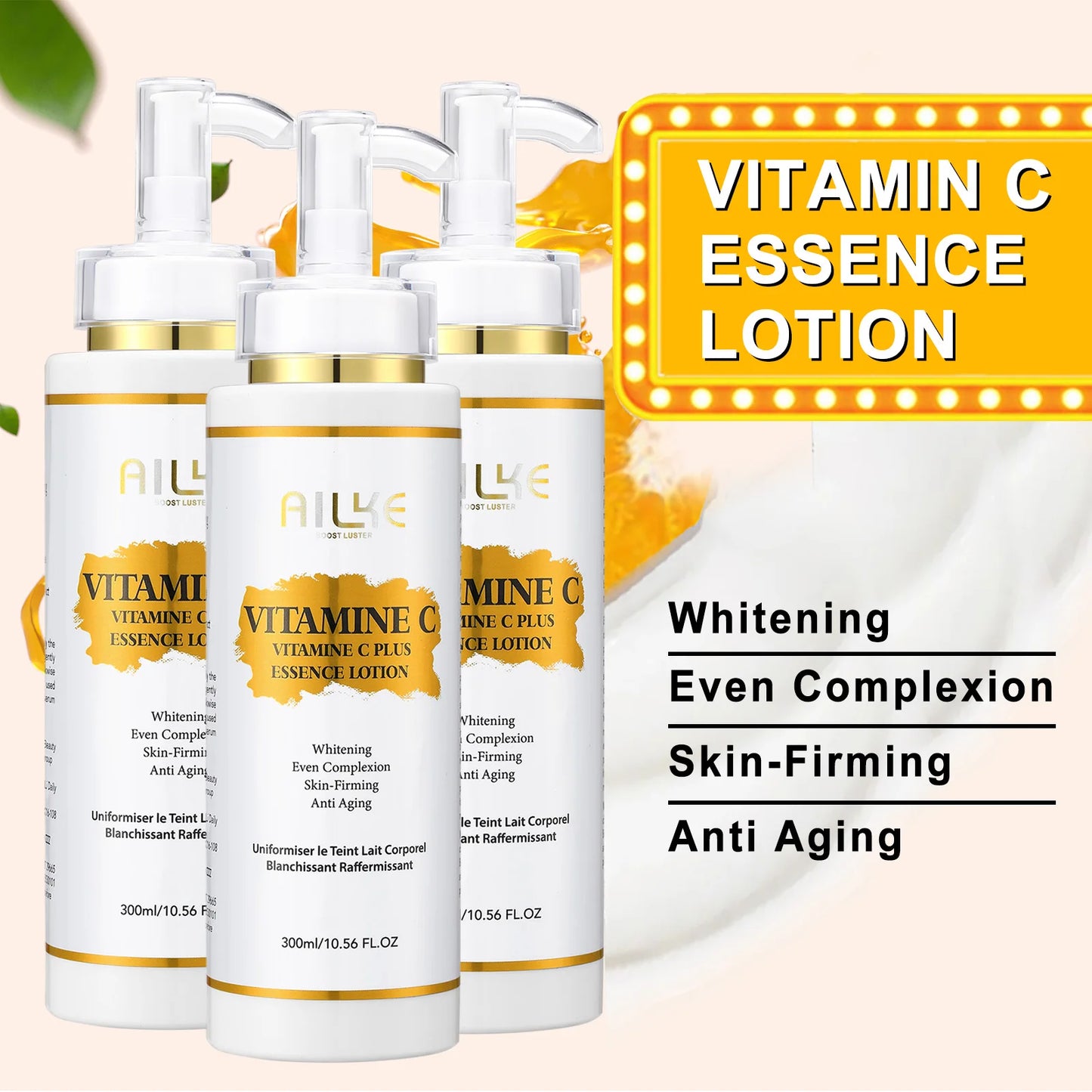 AILKE Brightening Body Cream Vitamin C Hyaluronic Acid Even Tone