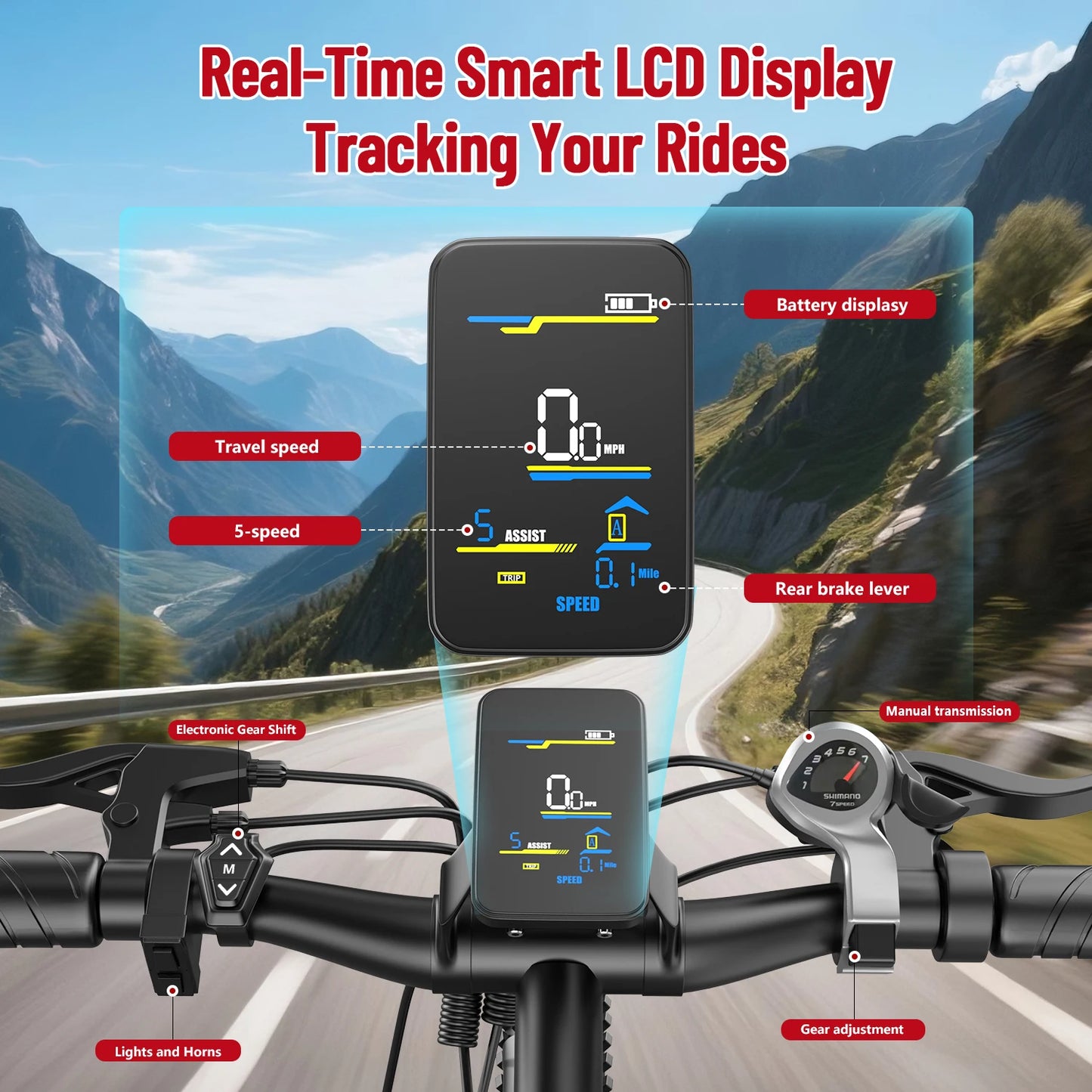 X-koala 1000W Electric Mountain Bike 25MPH 40 Miles Range
