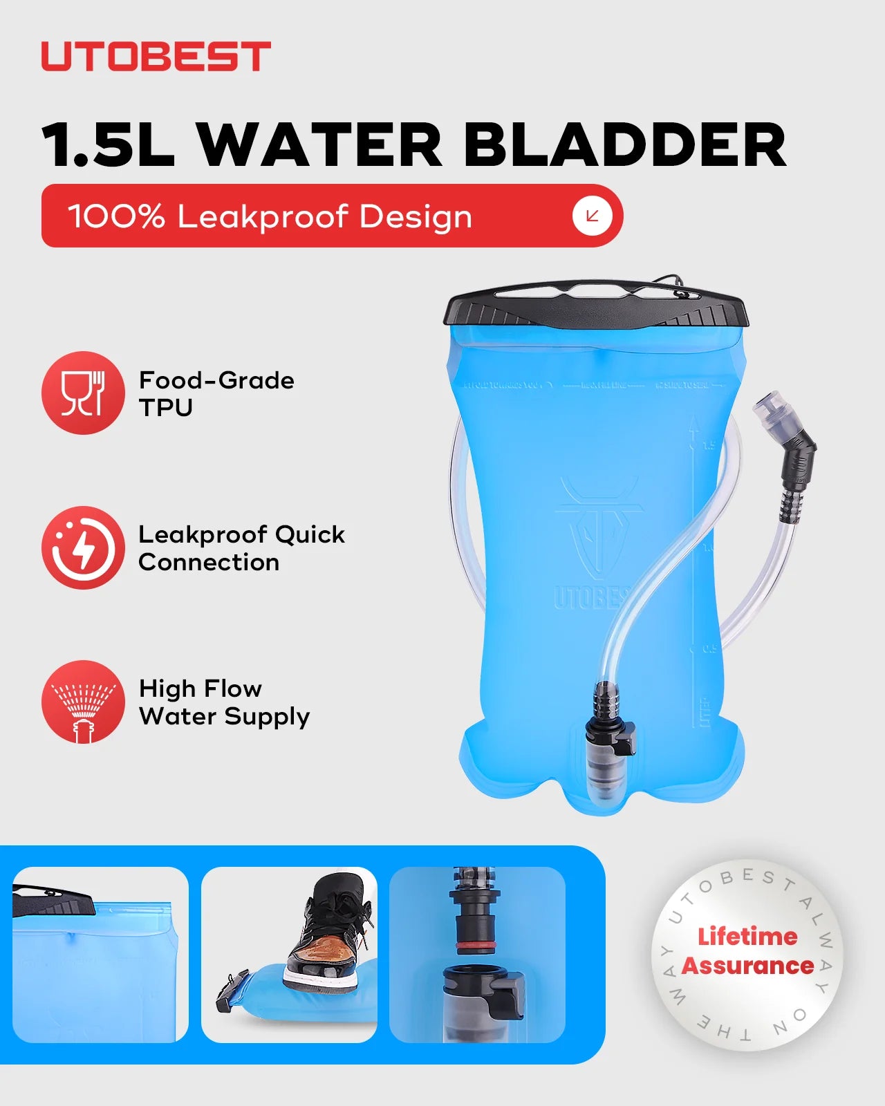 UTOBEST Hydration Running Vest With Reservoir Ultralight Multi Pocket Outdoors