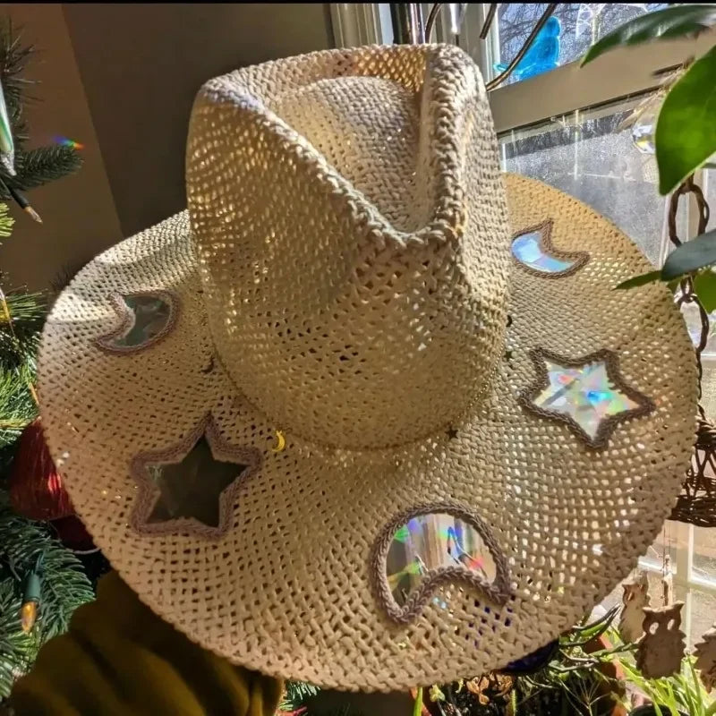 Cowgirl Straw Prism Hat Handwoven Shapeable Brim Sun Hat Women