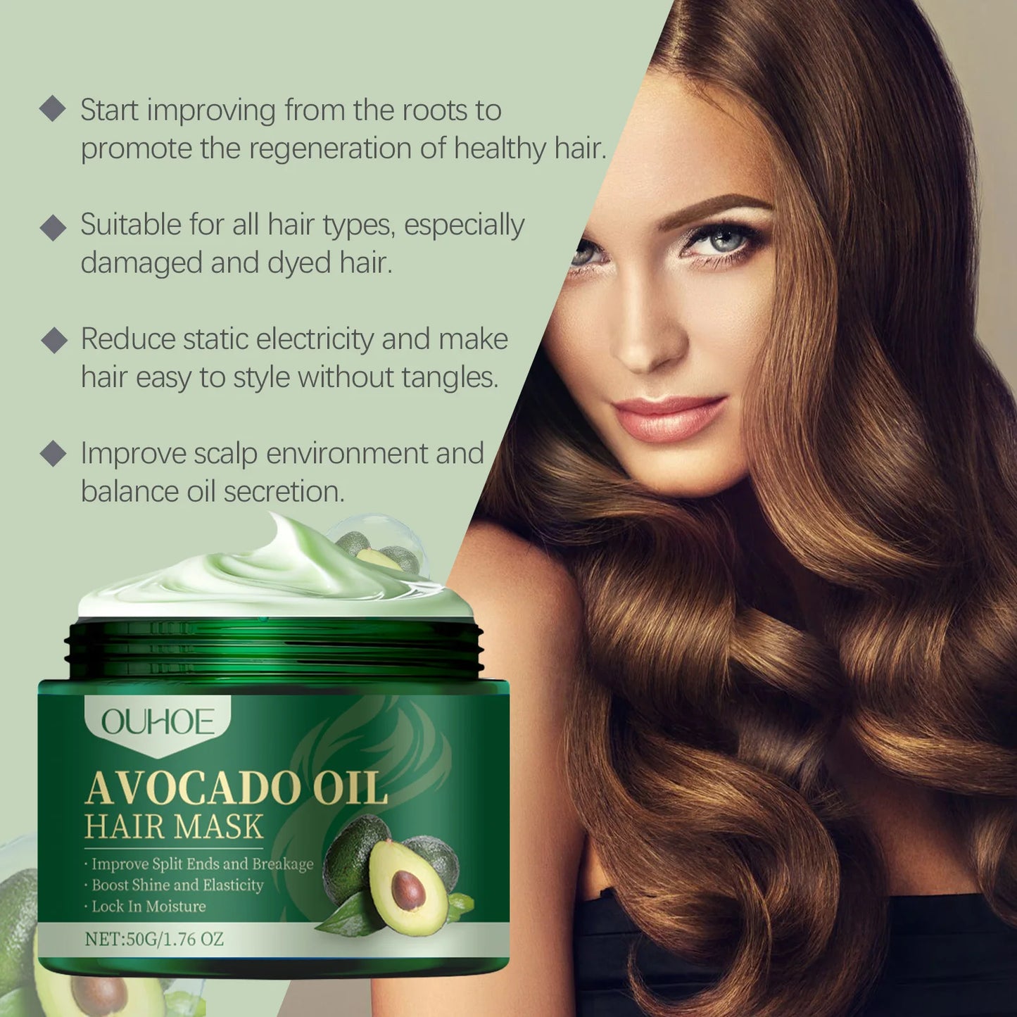 OUHOE Avocado Oil Hair Mask Hydration Nourishes Dry Frizzy Hair