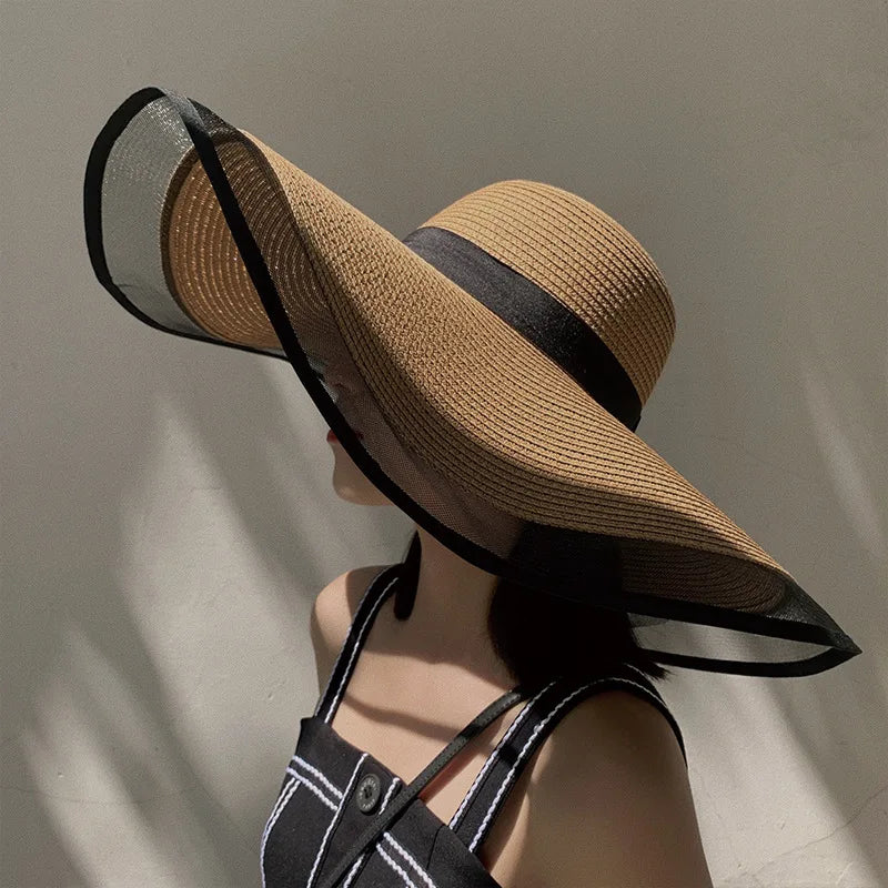 Women Wide Brim Sun Hat Foldable Straw Visor UV Protection
