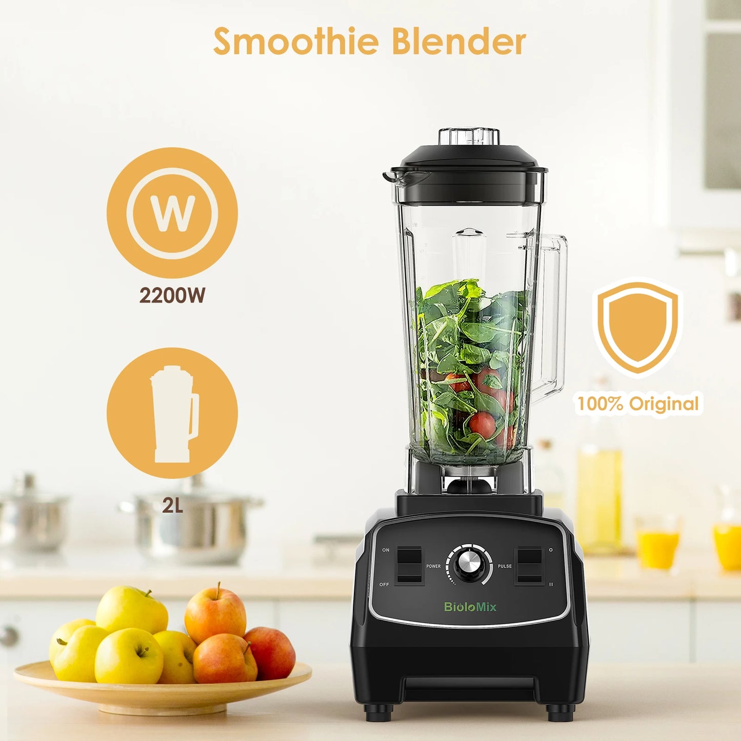 Biolomix BPA Free 2200W Heavy Duty Commercial Blender Mixer Juicer