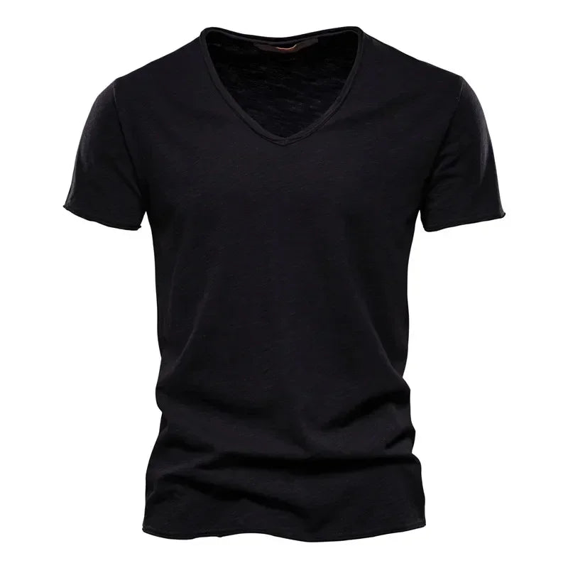 men’s pure cotton v-neck t-shirt