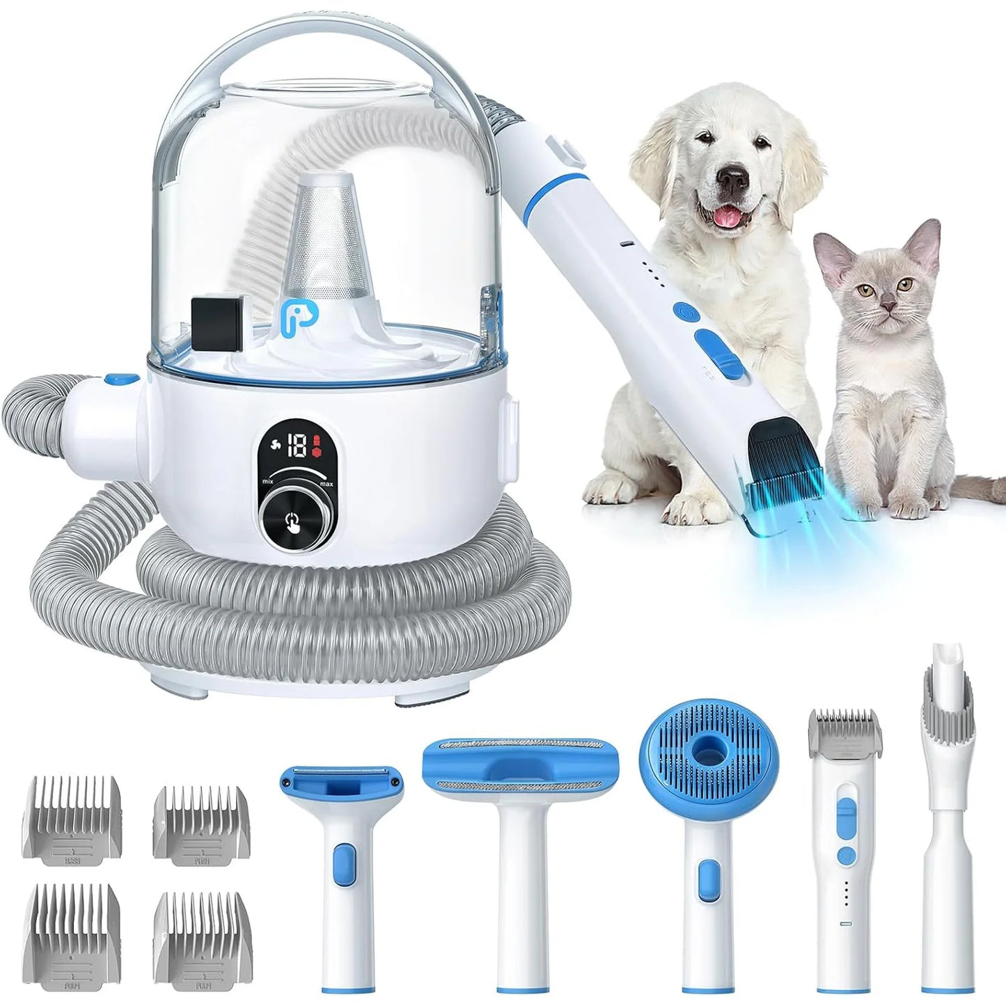 HiMISS Pet Grooming Vacuum Kit With 5 Tools For Pets