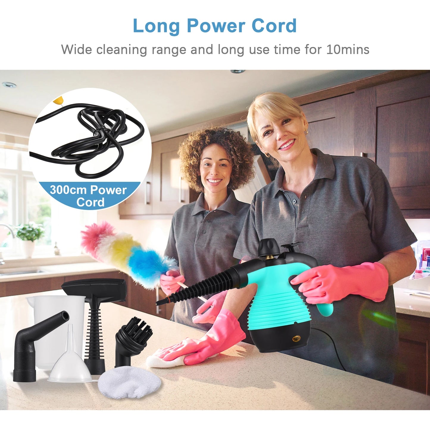 Romellar Portable Handheld Steam Cleaner 1050W With 9 Accessories