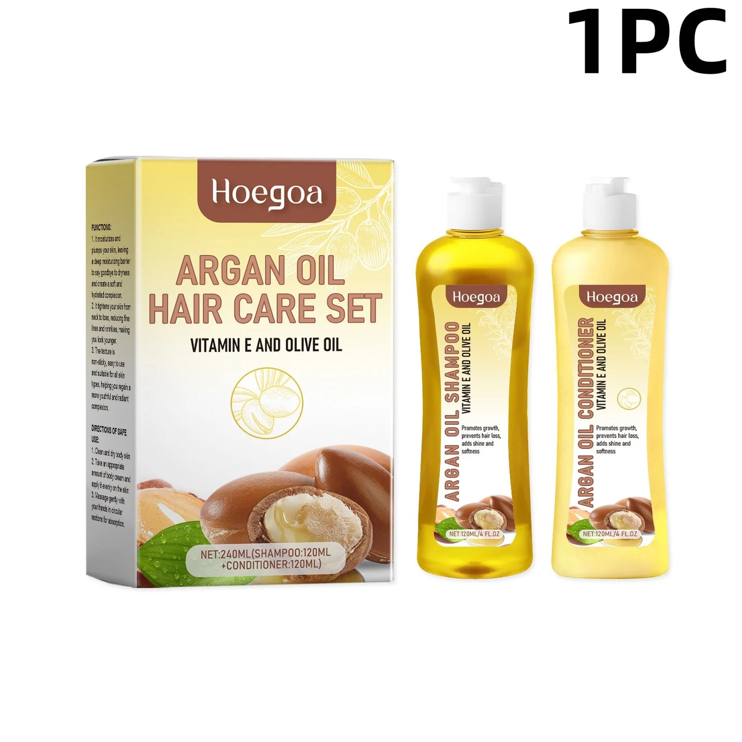 HOEGO Argan Oil Shampoo and Conditioner Set for Damaged Hair