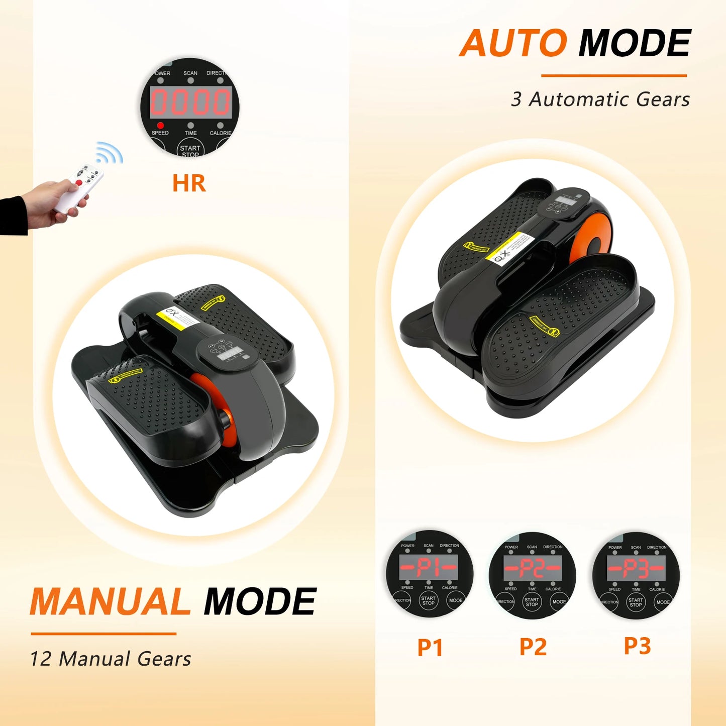 Gamewiu Under Desk Elliptical Machine Pedal Exerciser 12 Speed Quiet Portable