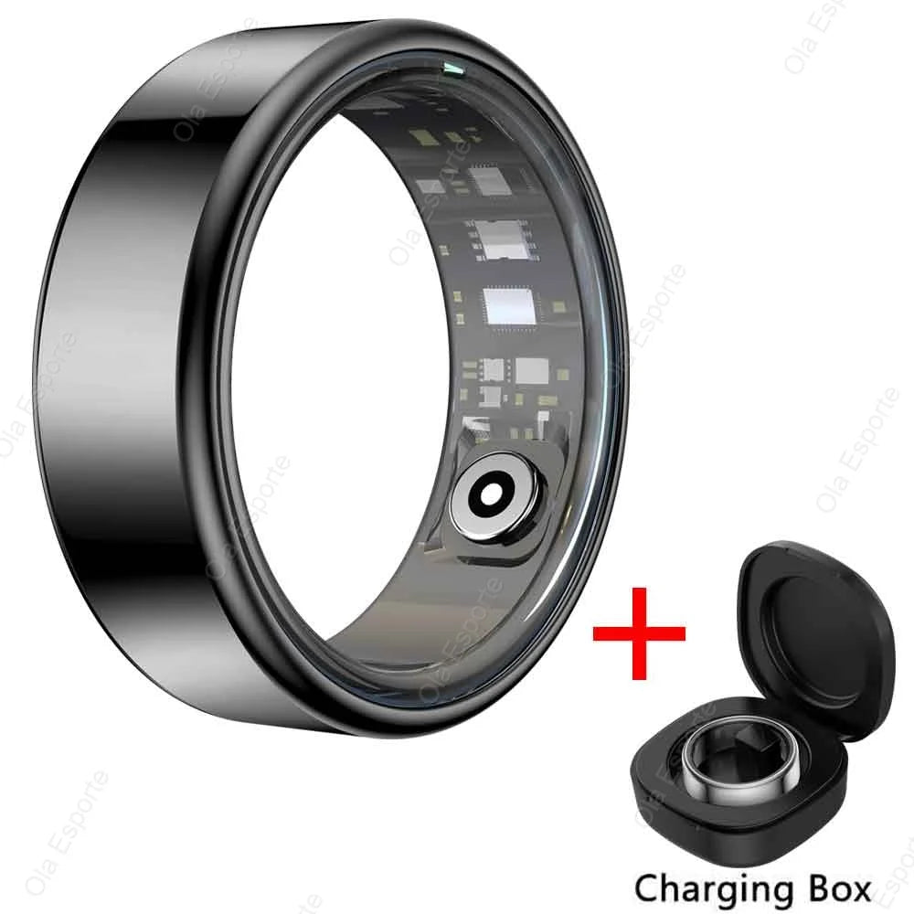 Smart Ring With Heart Rate Blood Oxygen Sleep Monitor IP68 5ATM Waterproof