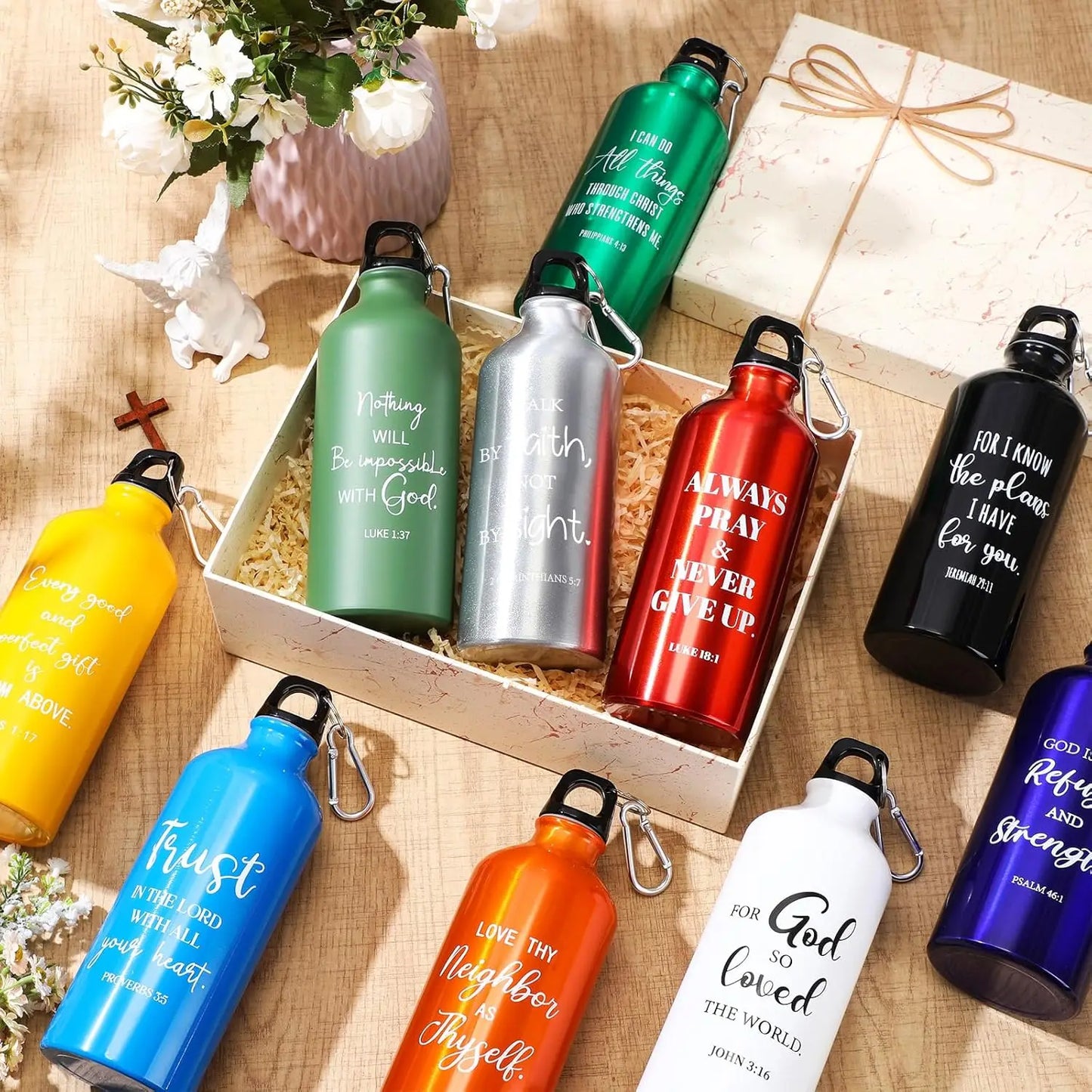 XMSJ Aluminum Water Bottles Bible Verse Gift Set 10 Pack