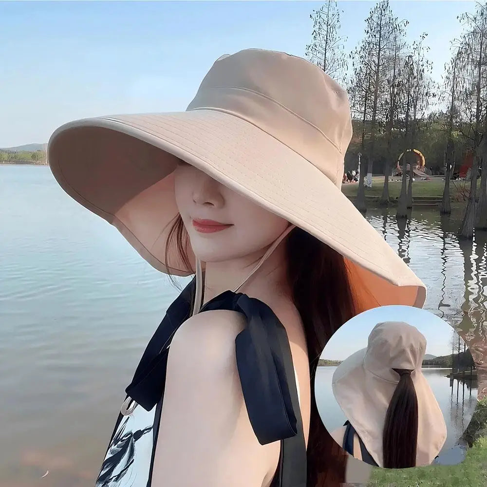 Unisex UV Protection Sun Hat With Neck Flap Wide Brim