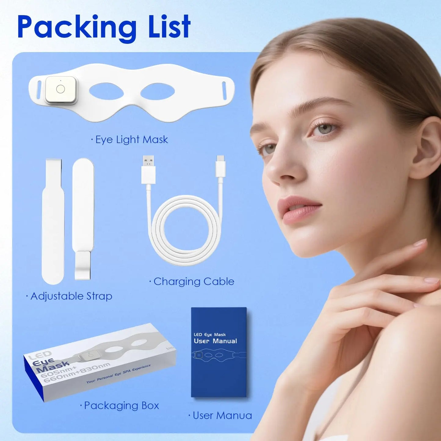 KTS 3D Eye Massager With Red Light Therapy 605nm 830nm