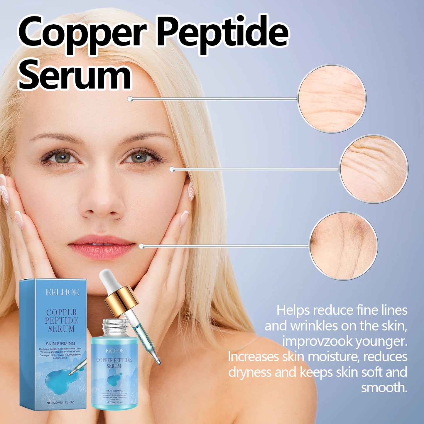 Eelhoe Copper Peptide Facial Serum Anti Aging Moisturizing Firming