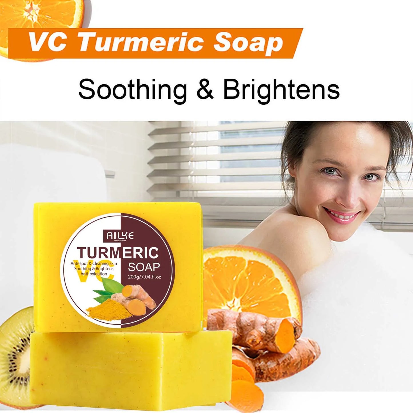 AILKE Turmeric Soap Bar Brightening Acne And Skin Tone
