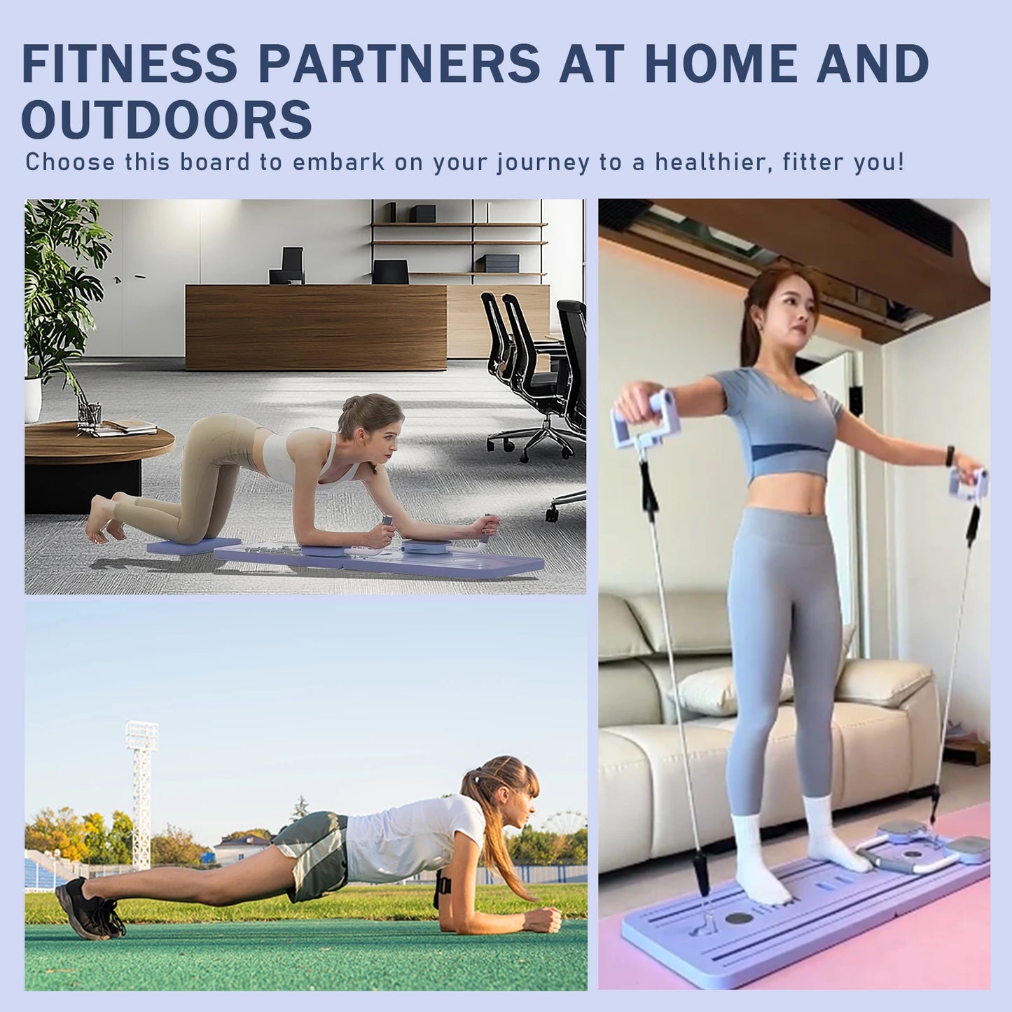 Multi Functional Abdominal Exercise Board With Auto Rebound Resistance Bands