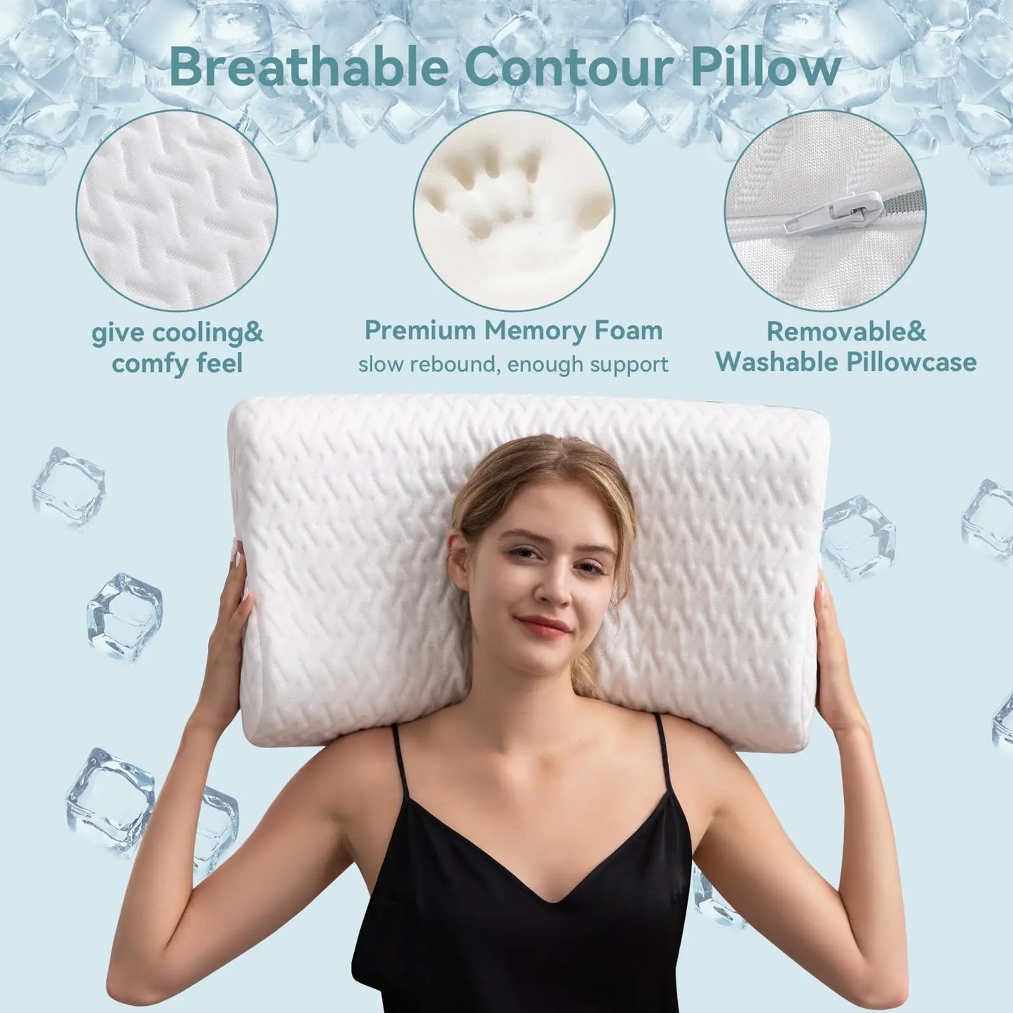 NONECN Hcore Ergonomic Memory Foam Pillow for Neck Pain Relief