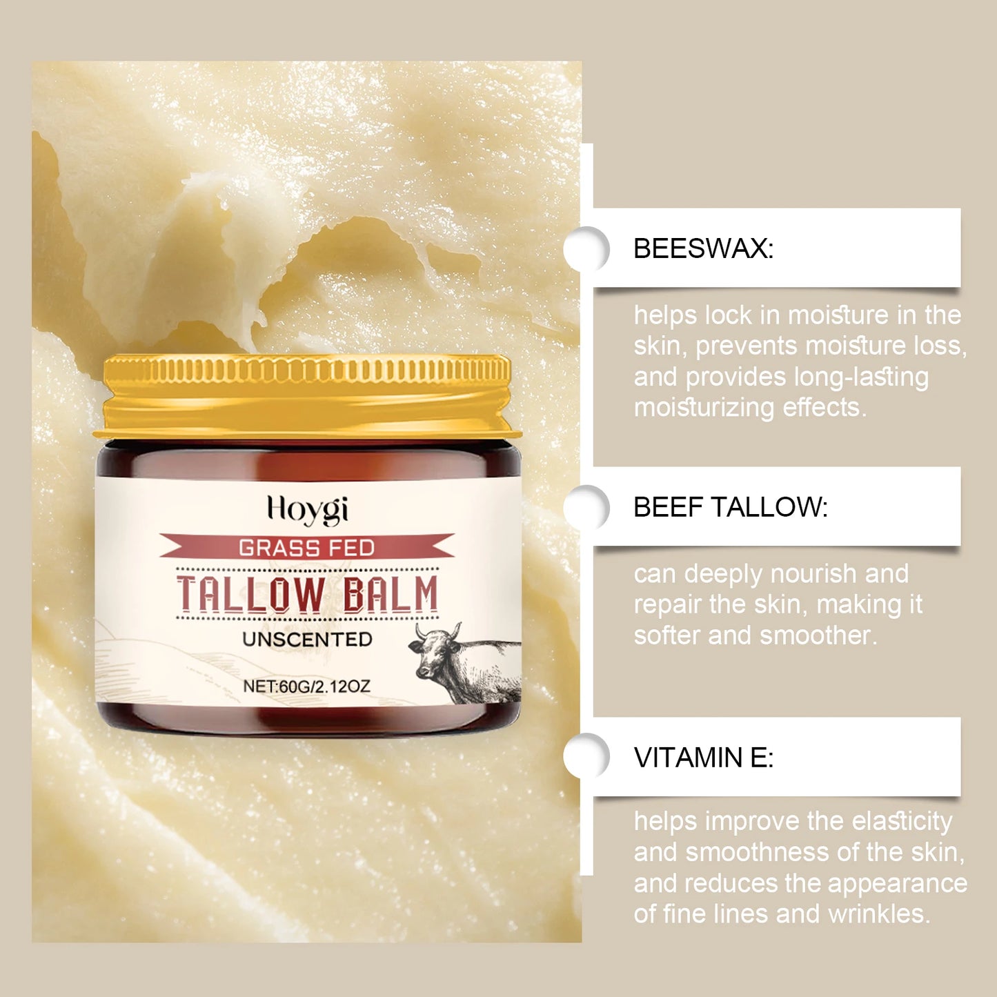 Hoygi Beef Tallow Winter Moisturizing Cream for Hydration Barrier Repair