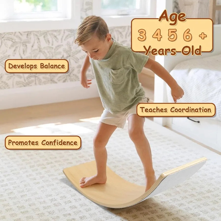 SHXI Wooden Wobble Balance Board Natural Wood