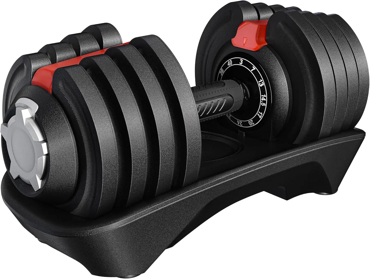 Adjustable Dumbbell Set With Anti Slip Handle And Tray