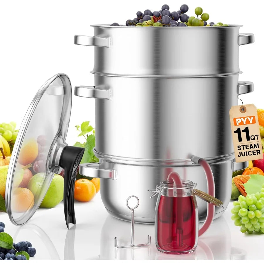 MDNG Stainless Steel Steam Juicer Extractor With Tempered Glass Lid