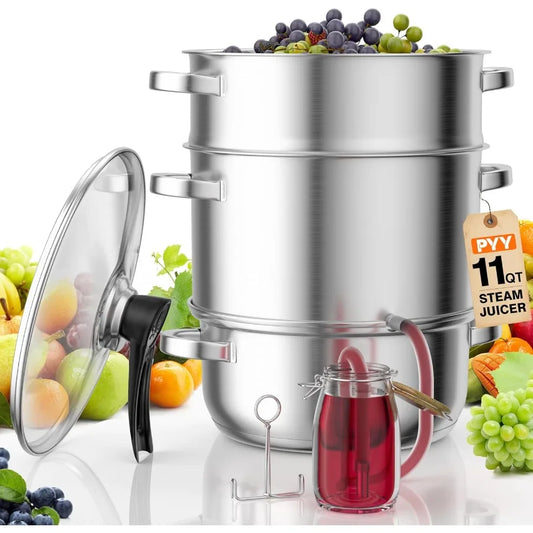 MDNG Stainless Steel Steam Juicer Extractor With Tempered Glass Lid