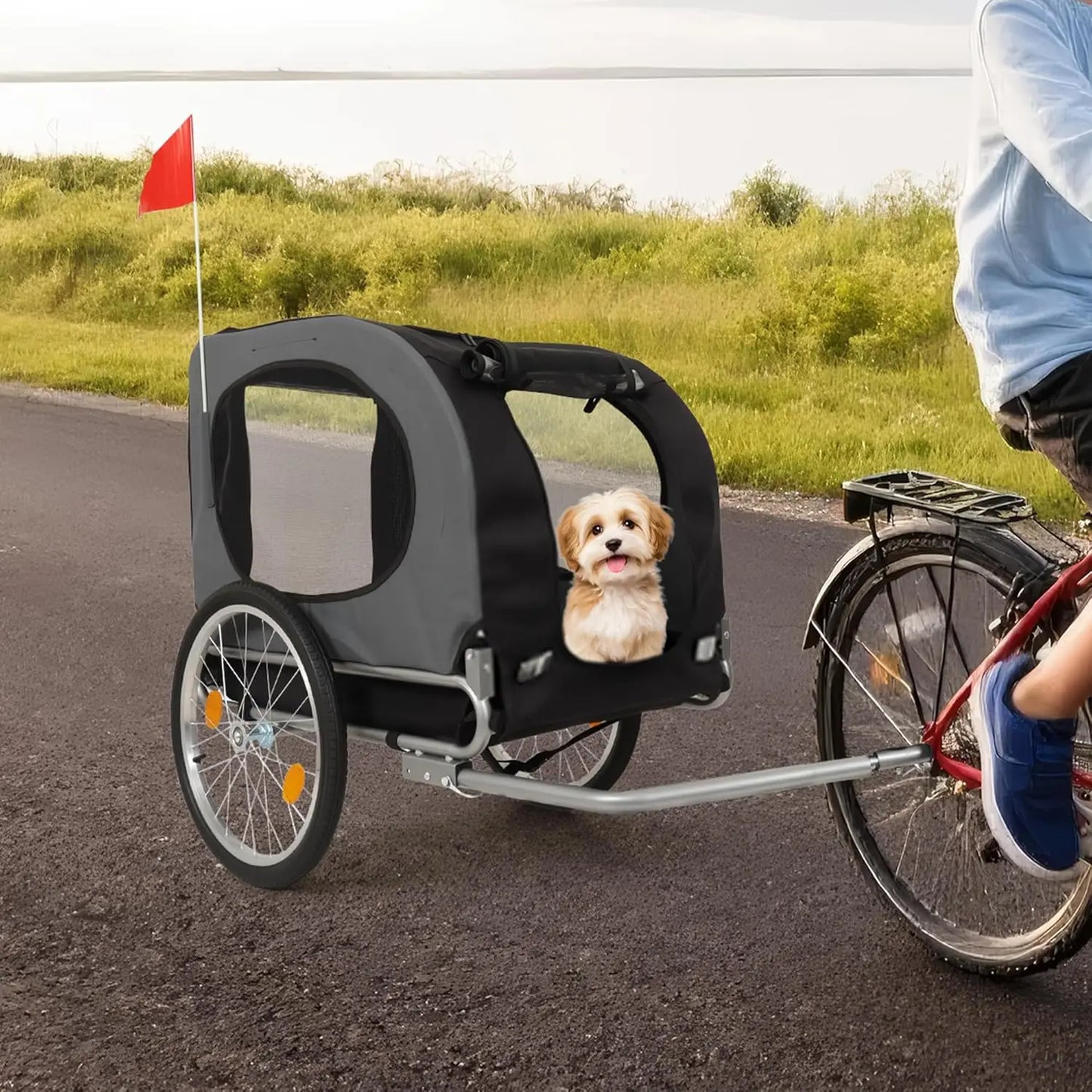 HiMISS Steel Dog Bike Trailer Folding Pet Carrier 40kg