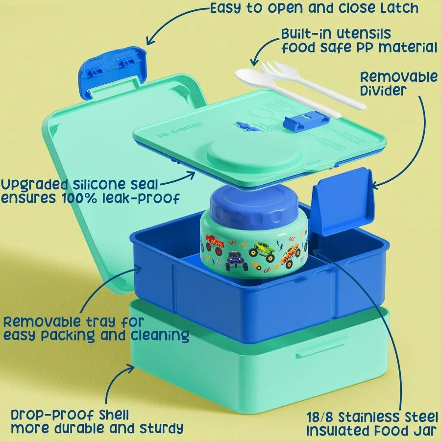 Kids Bento Lunch Box Thermos Leakproof BPA Free Insulated Jar