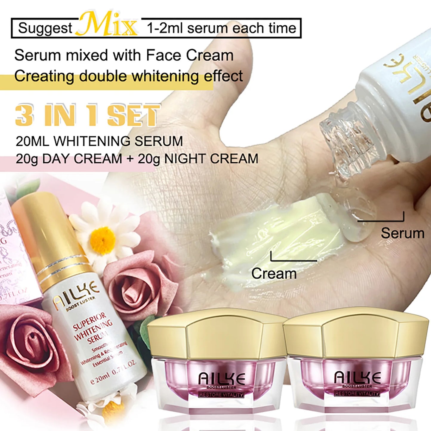 AILKE Hyaluronic Acid Face Cream Whitening Moisturizing Anti Aging Korean