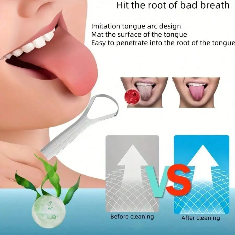 YJYIBEI Non-Slip Tongue Scraper Stainless Steel Portable Case