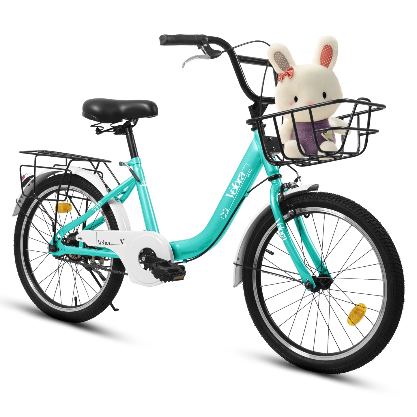 Ecarpat Kids Bicycle With Basket Rear Seat V Brakes