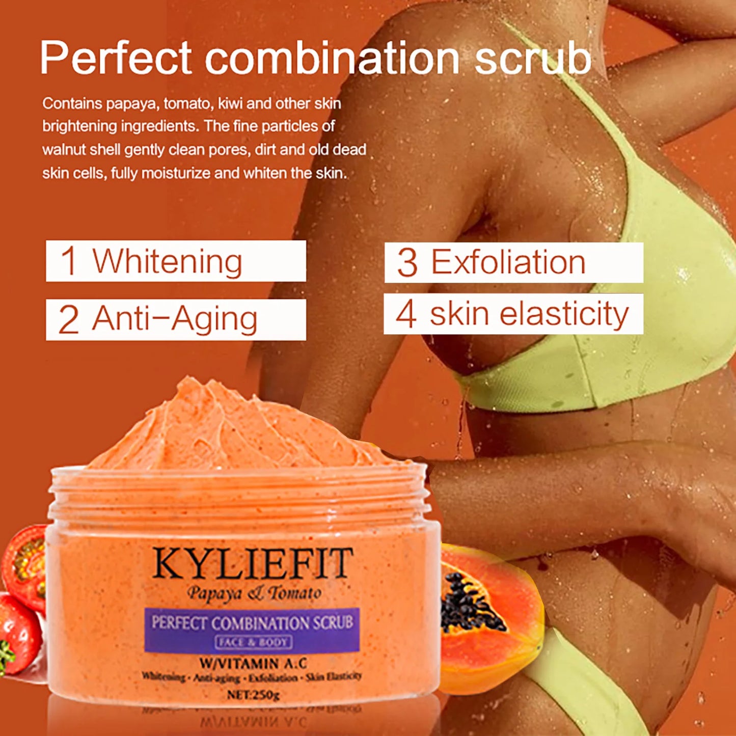 AILKE Papaya Tomato Combination Scrub for Face and Body Whitening