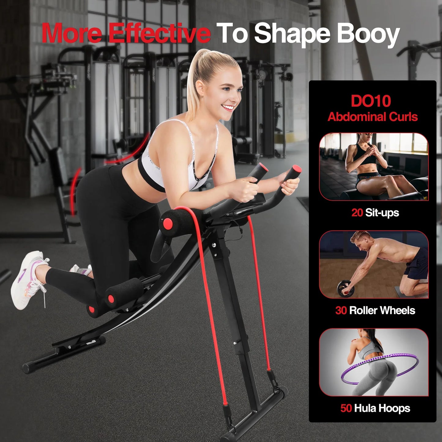 Foldable Ab Machine For Home Gym Core And LCD Display