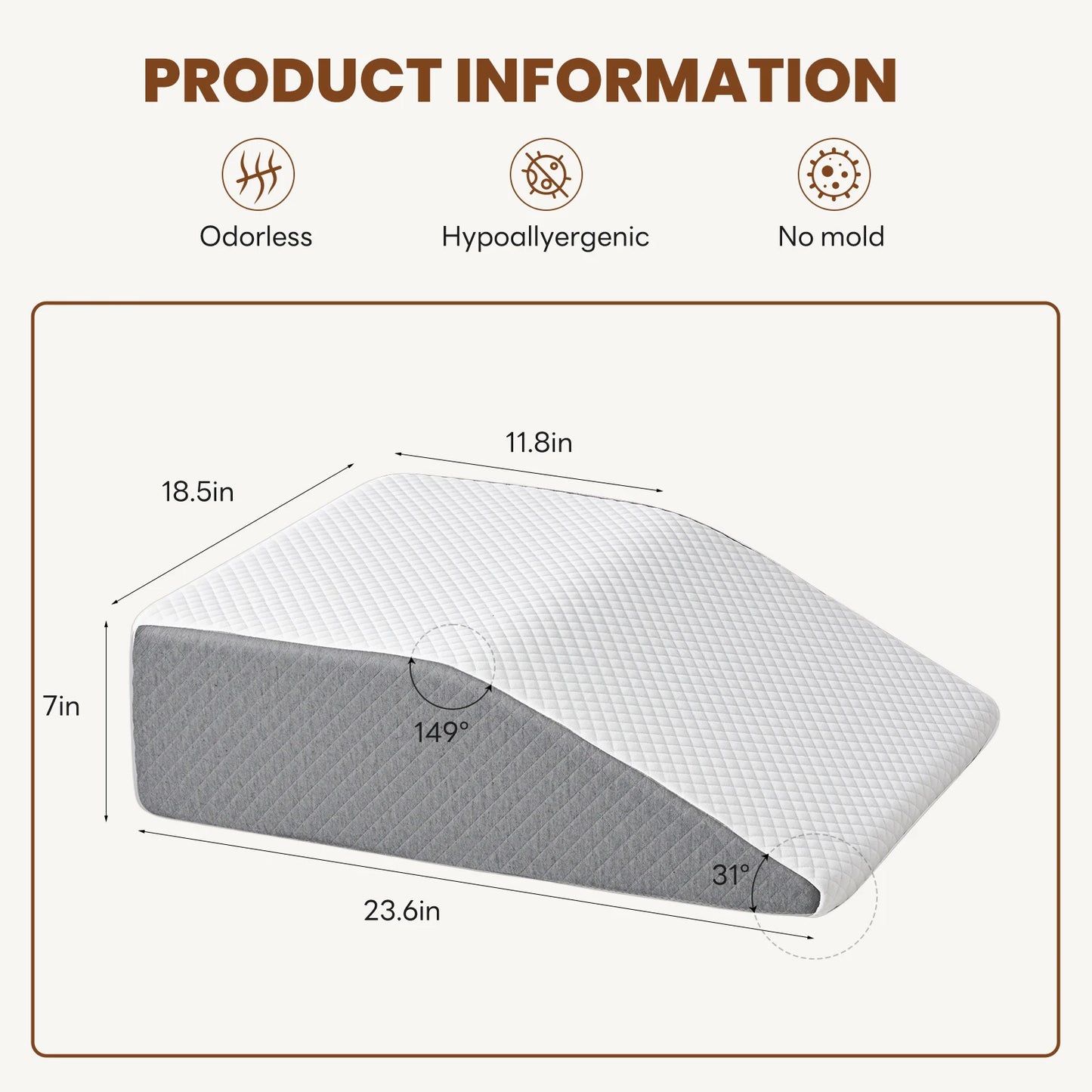 JHK Neck Pillow Memory Foam Ergonomic Wedge Support