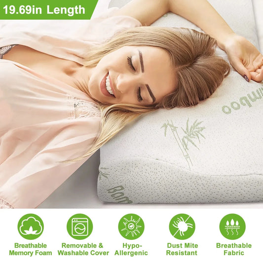 Bamboo Memory Foam Cervical Pillow for Neck Support and Comfort