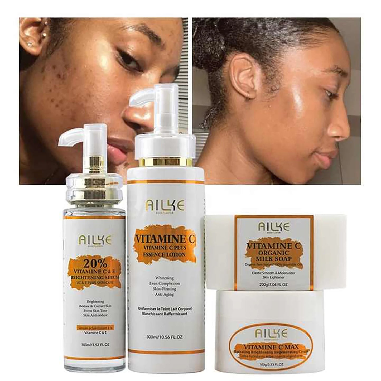 AILKE Brightening Body Cream Vitamin C Hyaluronic Acid Even Tone