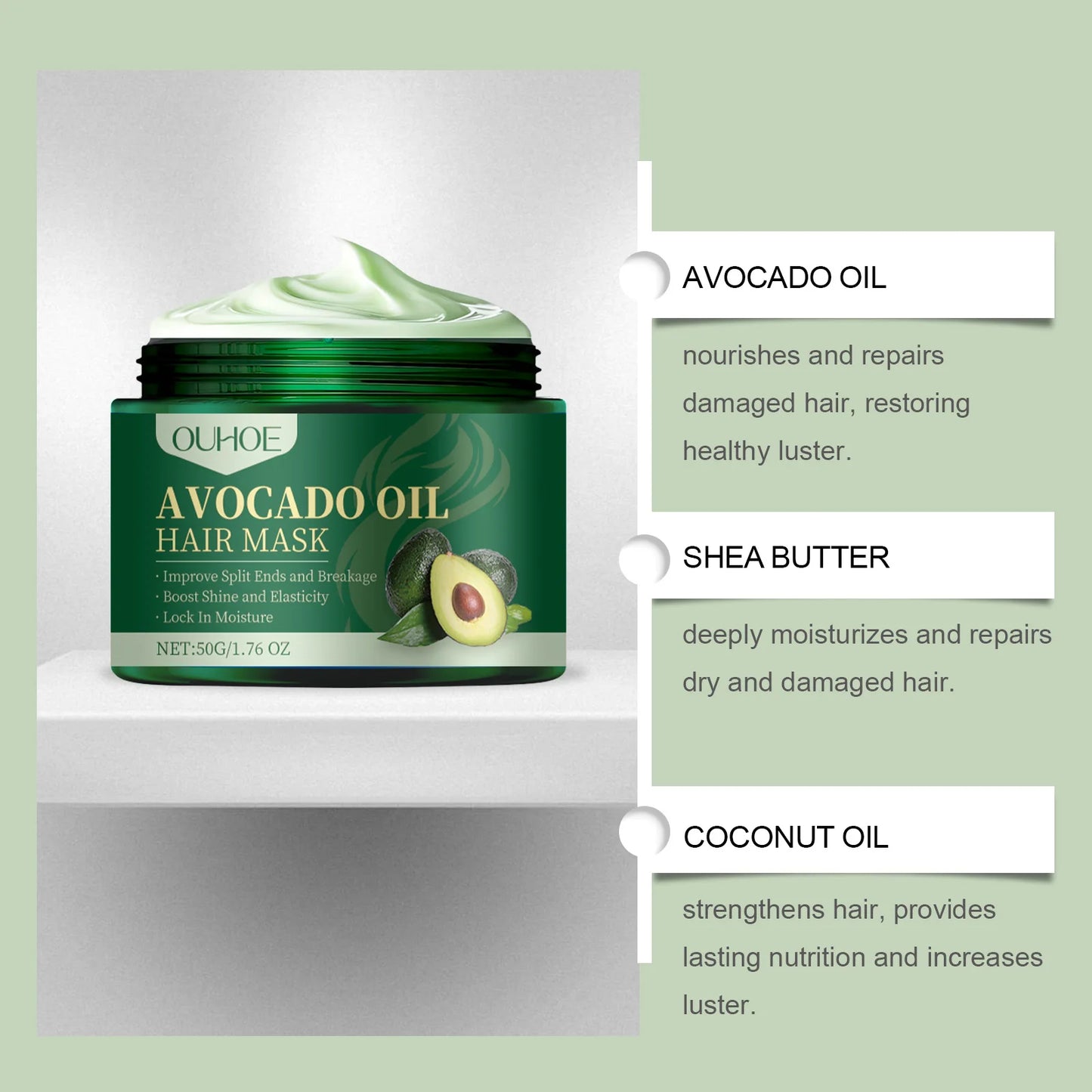OUHOE Avocado Oil Hair Mask Hydration Nourishes Dry Frizzy Hair