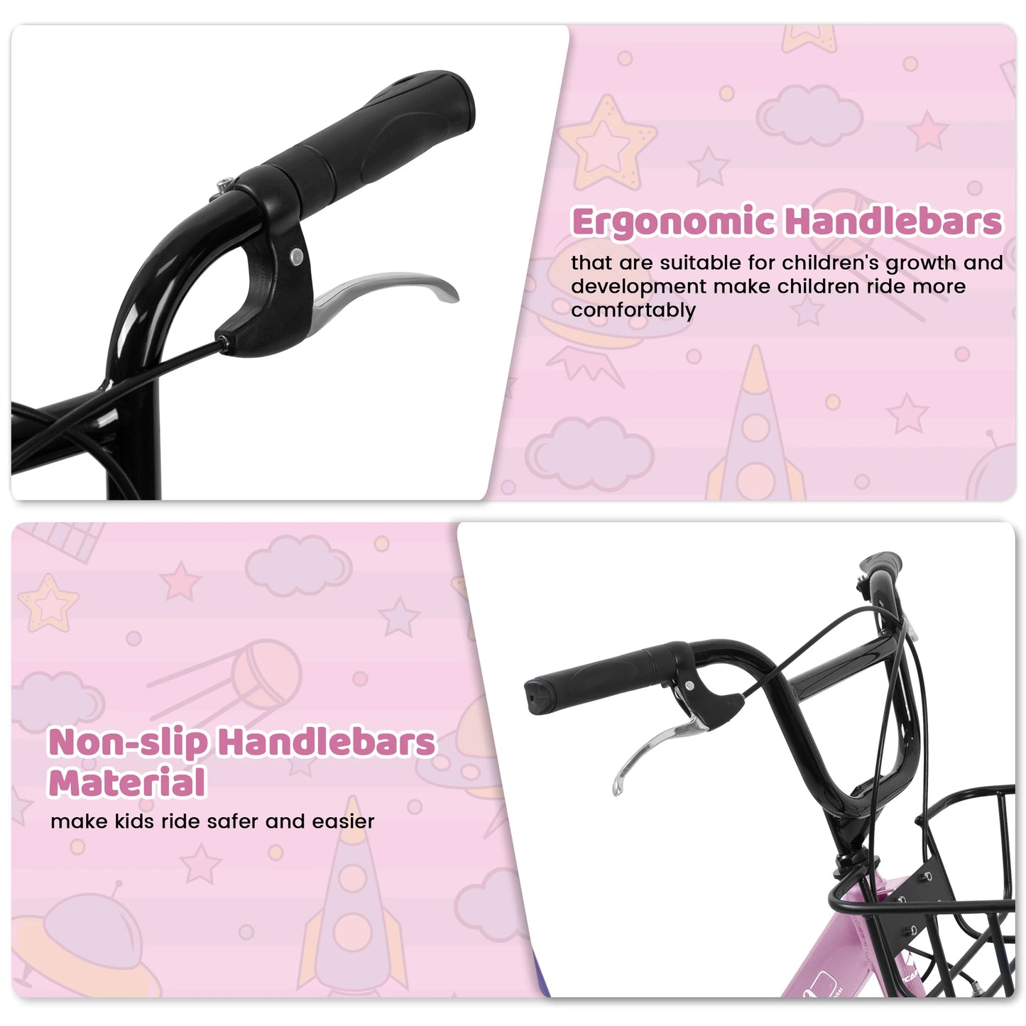 Ecarpat Kids Bicycle With Basket Rear Seat V Brakes