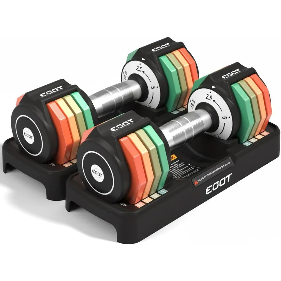 Adjustable Dumbbells 12.5 Pounds 5 In 1 With AntiSlipGrip