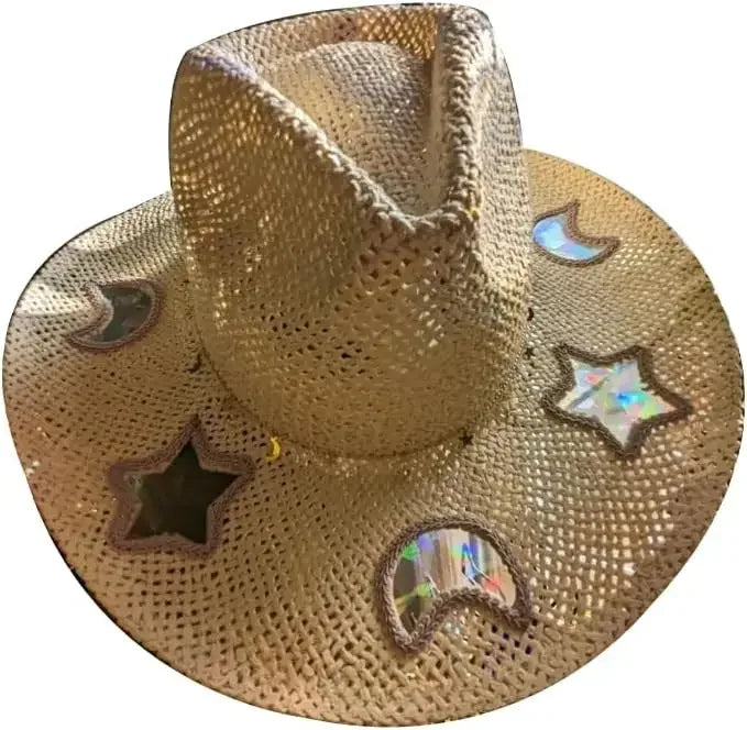 Cowgirl Straw Prism Hat Handwoven Shapeable Brim Sun Hat Women