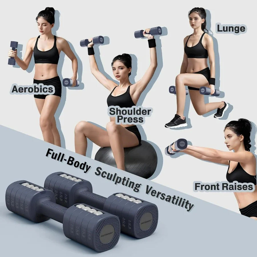 Adjustable Dumbbells Set of 2 Eight In One Hand Weights