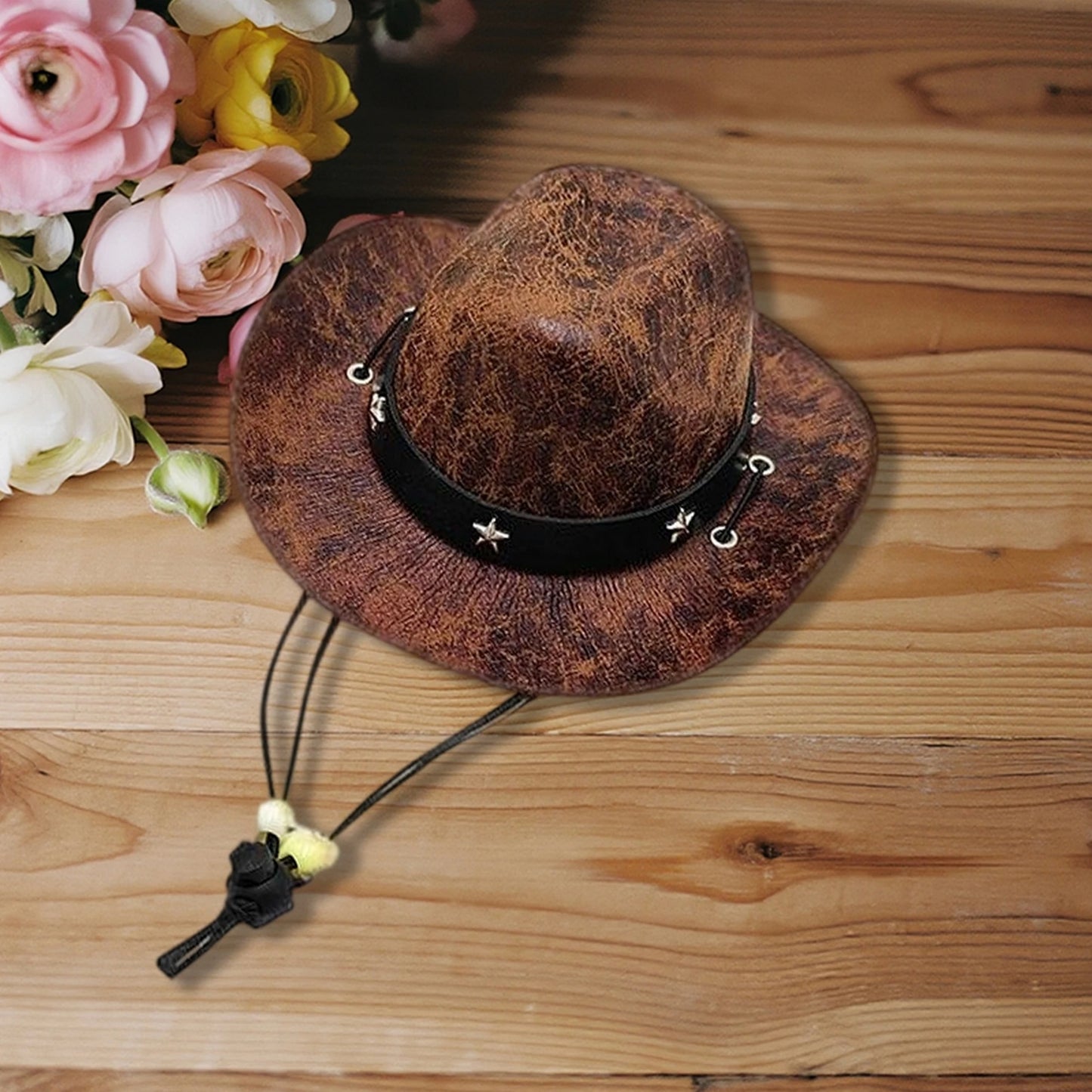 Pet Cowboy Hat With Bandana Set Adjustable Western Costume