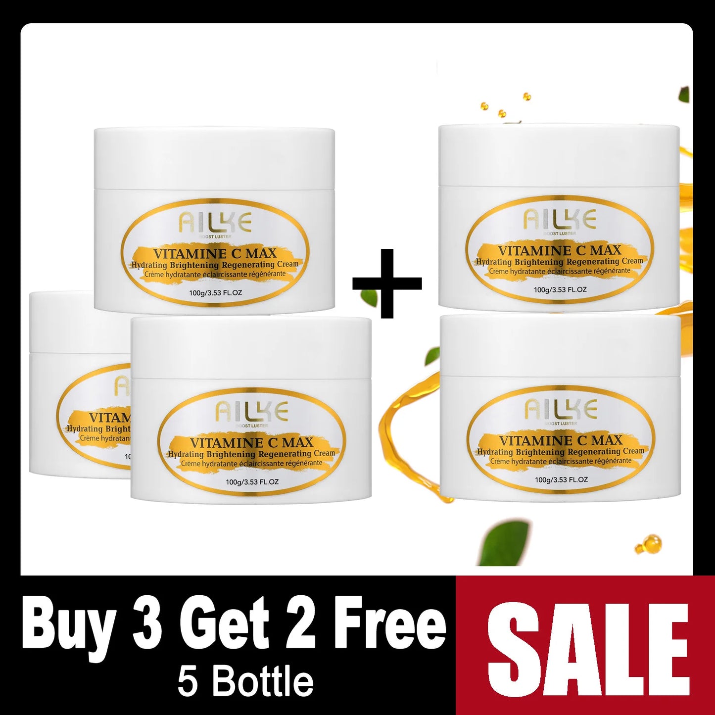 AILKE Brightening Body Cream Vitamin C Hyaluronic Acid Even Tone