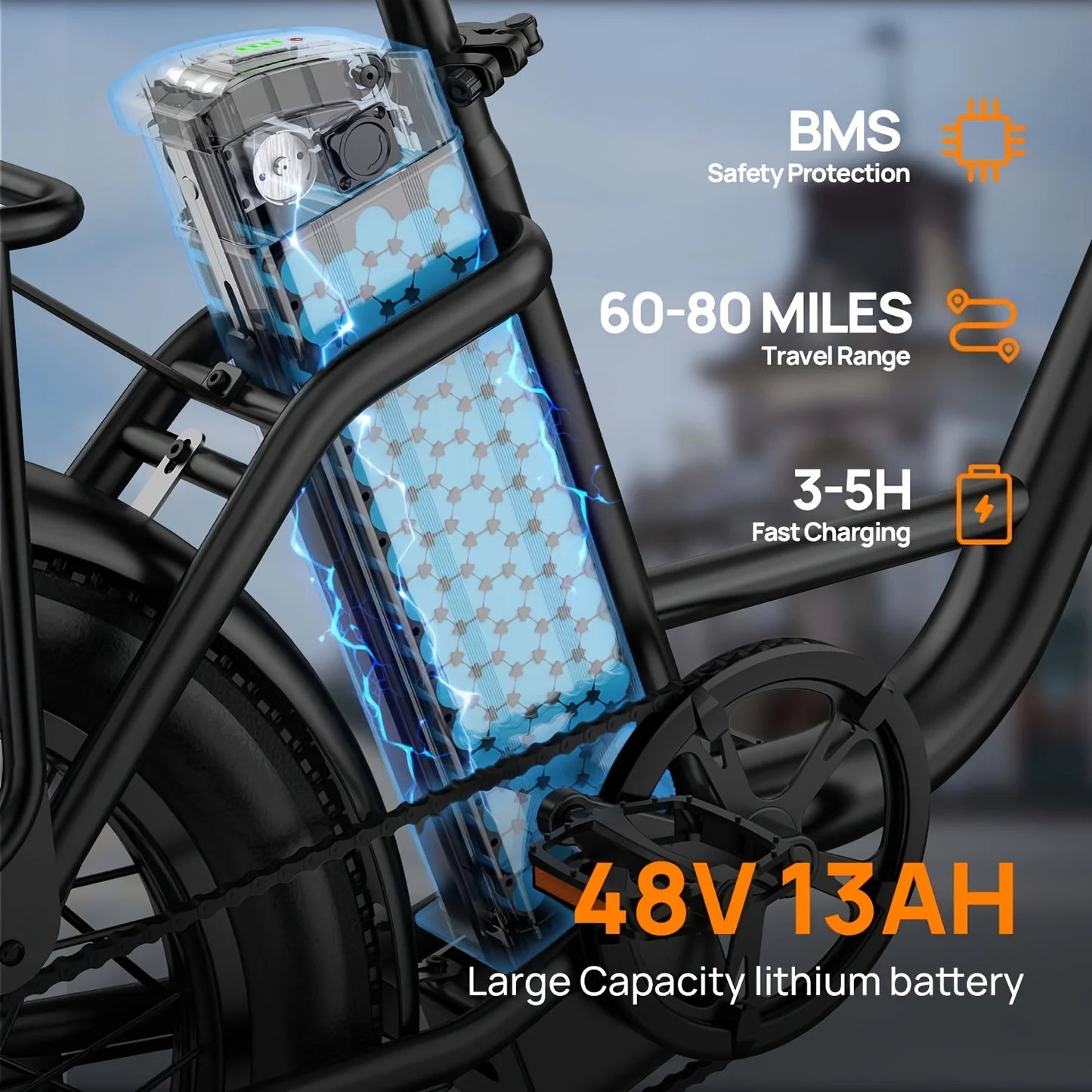 URLIFE 1000W Fat Tire Electric Bike 48V 13Ah Removable Battery