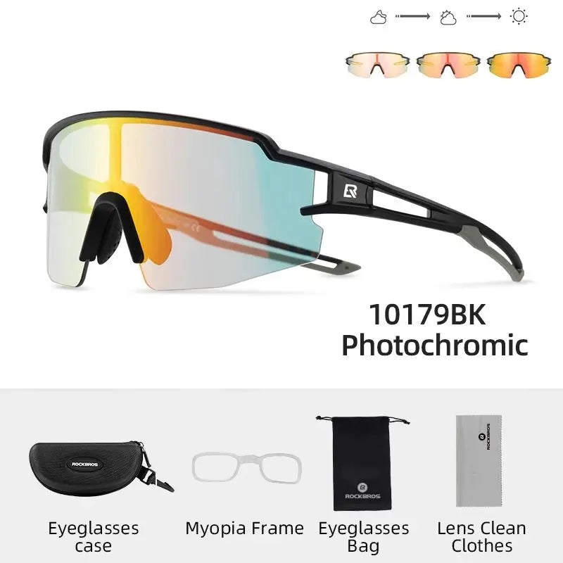 ROCKBROS Photochromic Polarized Cycling Glasses Built In Myopia Frame