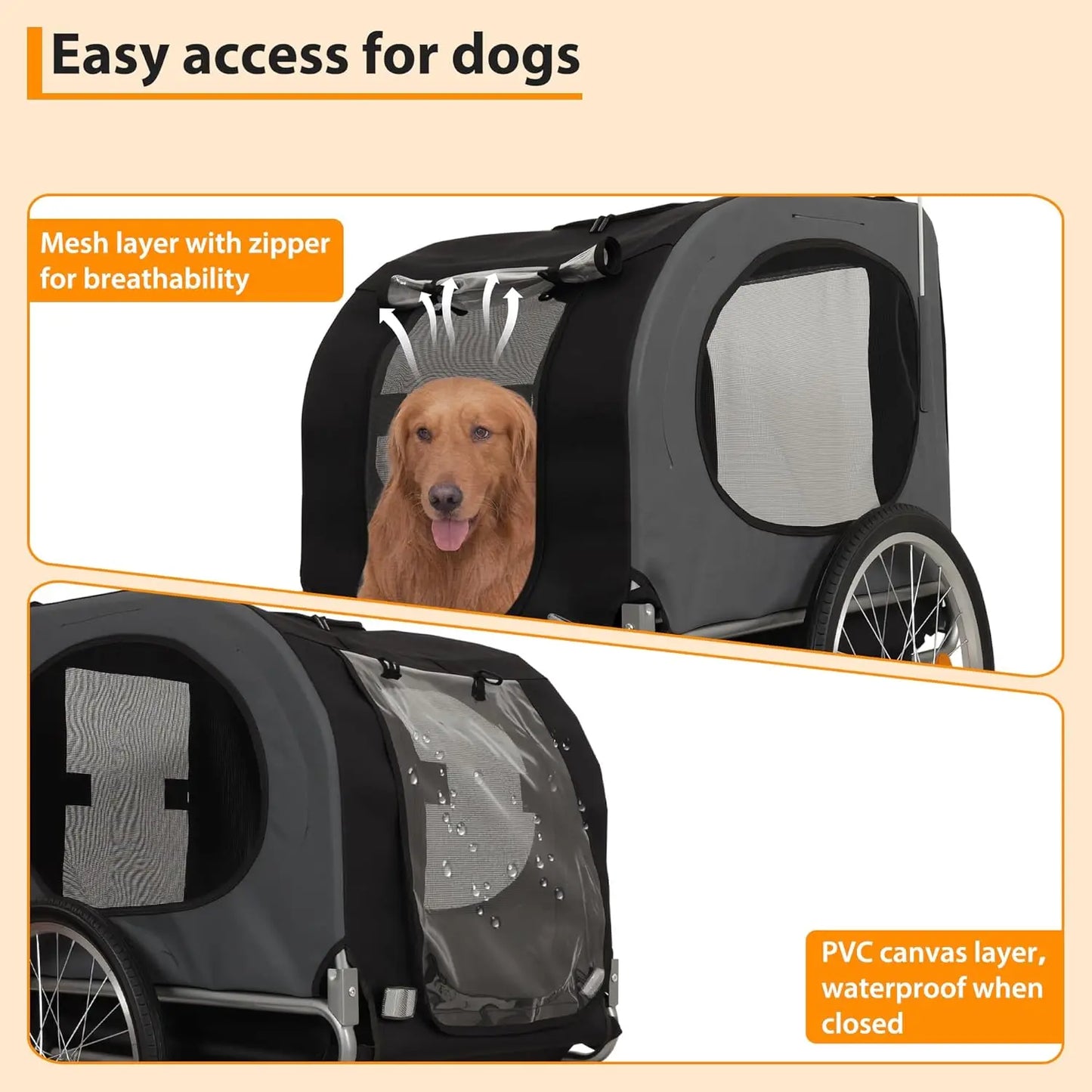 HiMISS Steel Dog Bike Trailer Folding Pet Carrier 40kg