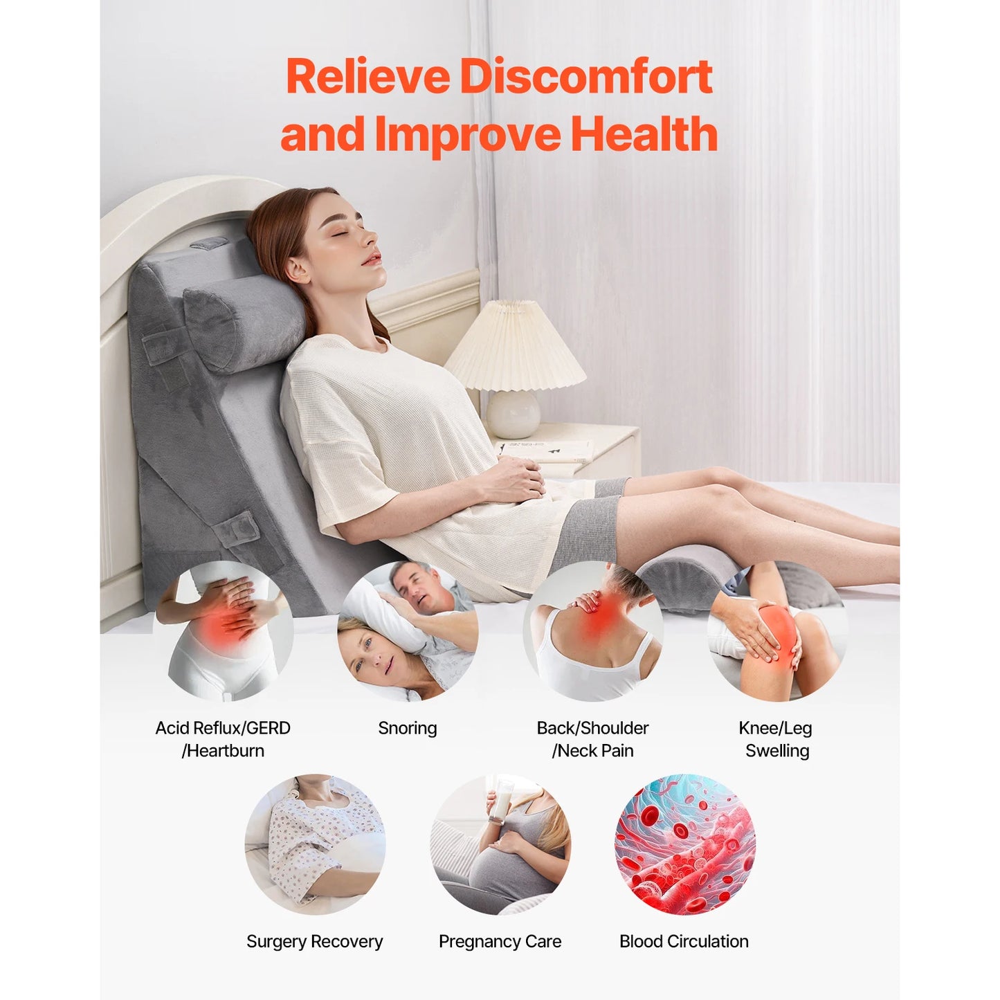 NONECN Wedge Pillow Set For Sleeping Orthopedic Post Surgery Relief